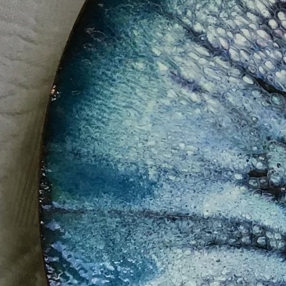 Large Copper Enamel Art Wall Plate or Display Plate on Table - Picture 5 of 5